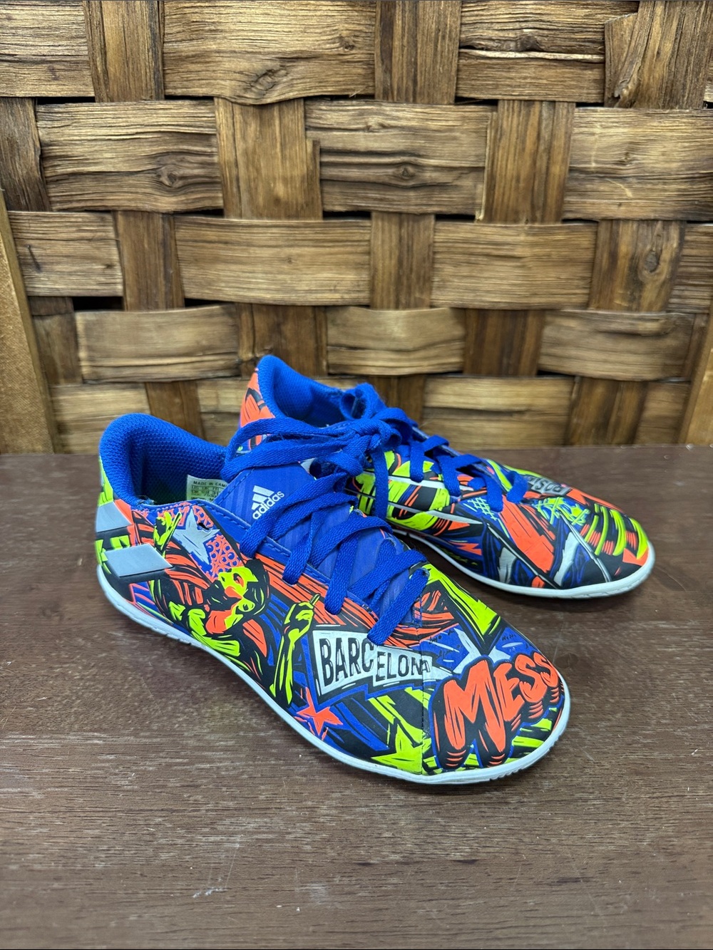 adidas Kids Blue Multicolor Messi Graphic Indoor Sneakers